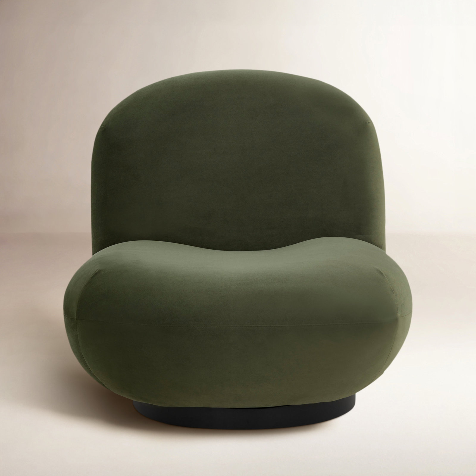 Slipper Chair, Olive Green Velvet