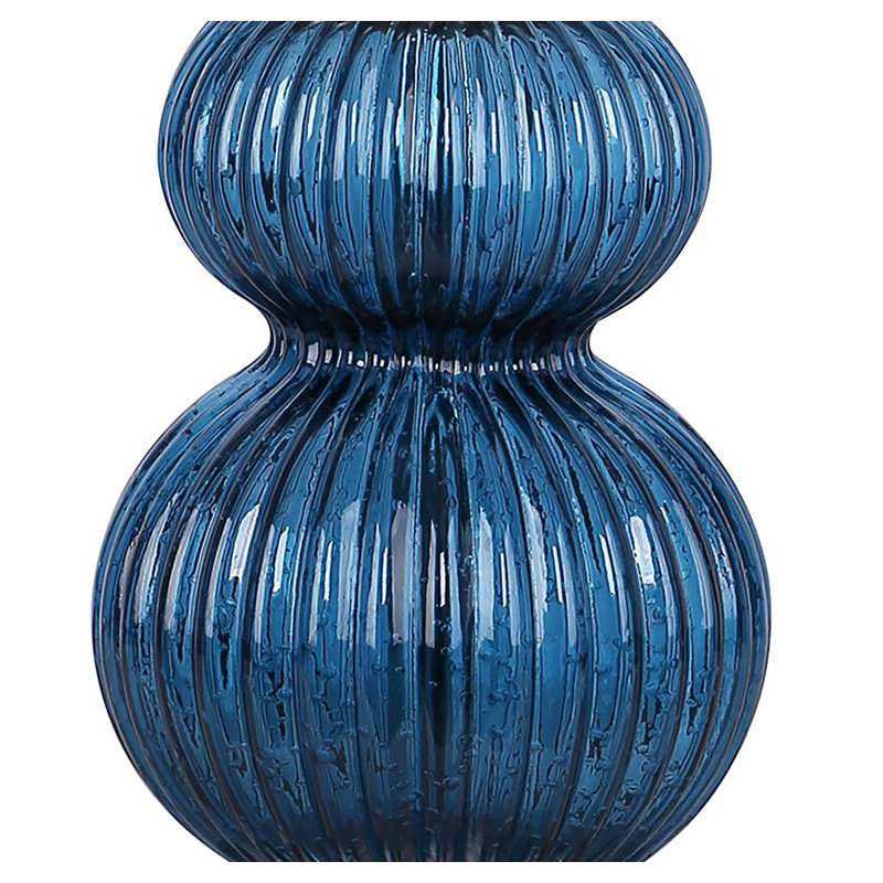 Ramona Table Lamp, Sapphire Blue Seeded Glass/Brushed Nickel, White