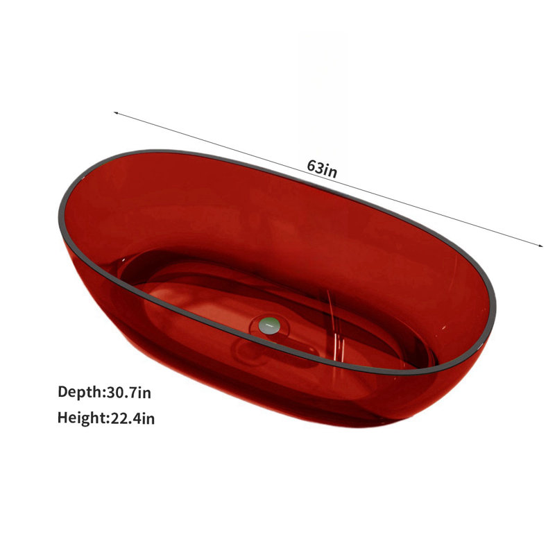 Ensemble de douche et baignoire incurvée incurvée l 63 po x H 22,4 po, Rouge