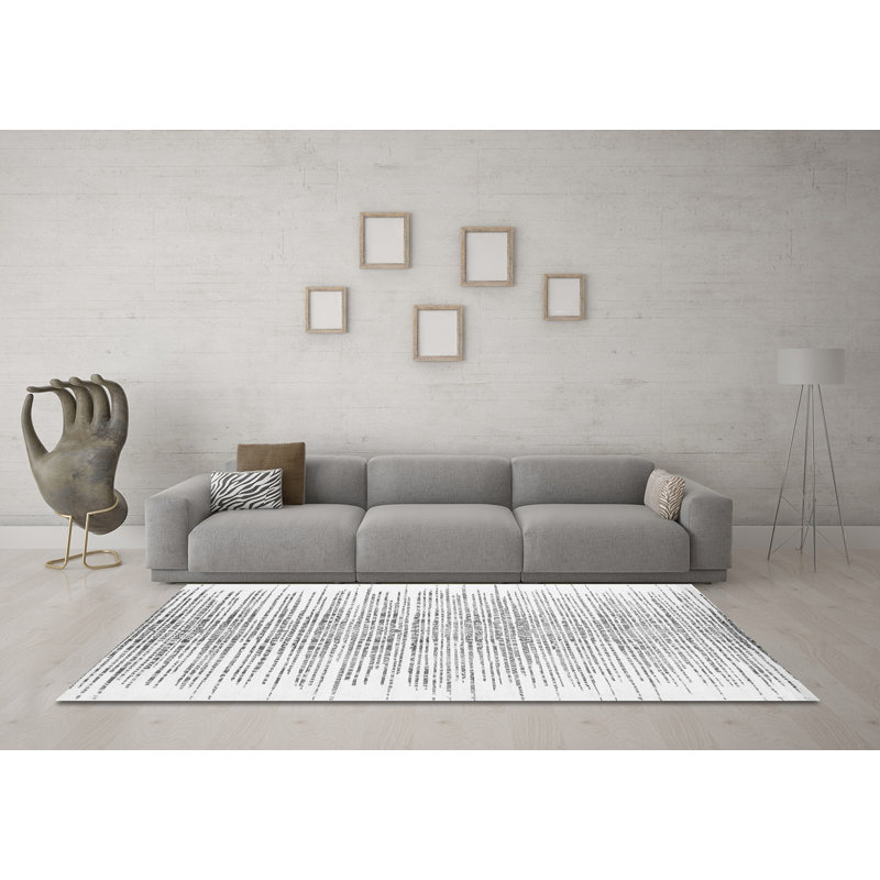 Tapis gris / blanc tissé à la machine Wiarda, Carré 5 pi