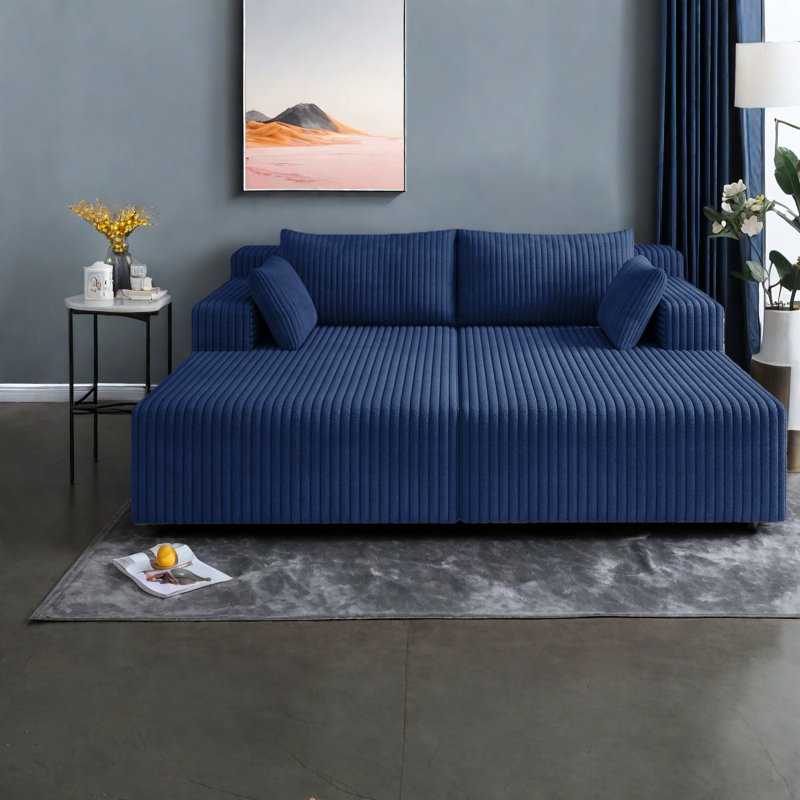 Canapé modulaire moderne moelleux en velours côtelé, design spacieux pour la maison