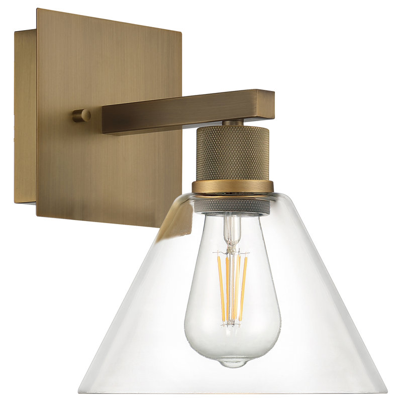 Port Nine Steel Armed Sconce, Antique Brushed Brass