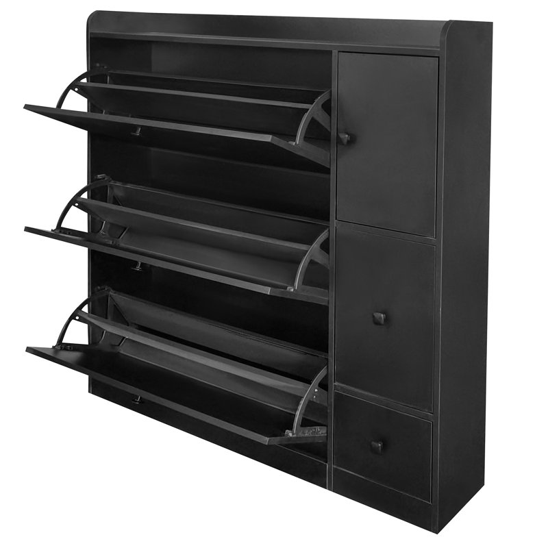 24 Pair Flip Down Shoe Storage, Black