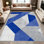 Tapis à motif géométrique abstrait en patchwork géométrique bleu, blanc et 1 pièce pour le salon, doux et confortable, convient à toutes les saisons, facile à entretenir et lavable à la machine, tapis de ferme sous la table convenant à la salle à manger, la chambre à coucher, le vestibule, la maison