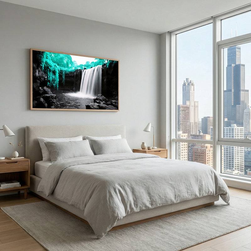Waterfall Forest, reproduction d'art sur toile encadrée, ensemble de 1,48 x 24 pouces, 58 po x 28 po