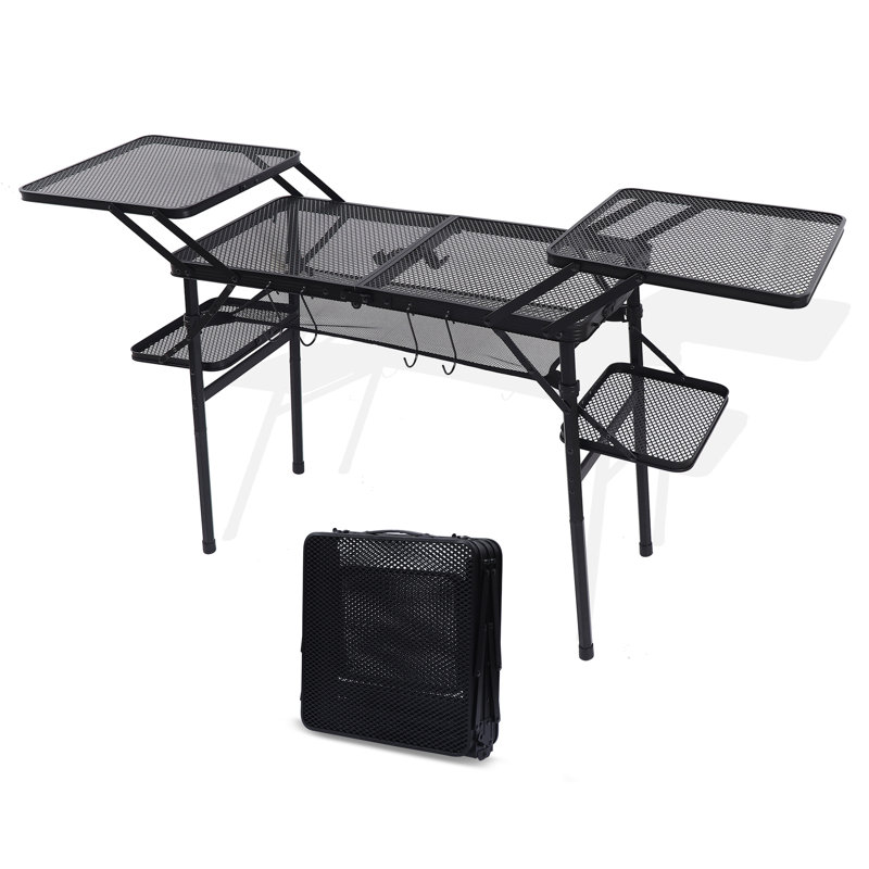 Table de camping pliante légère avec 4 tables d'appoint et filet en filet pour barbecue, barbecue et utilisation extérieure