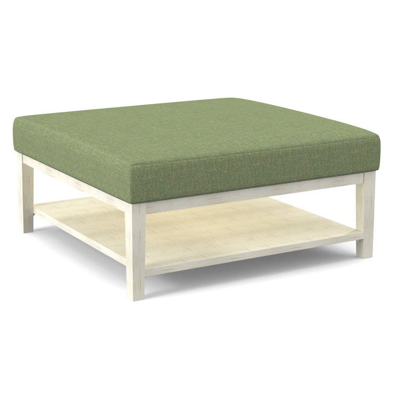 Hammond Square Ottoman, Antique Frost White Finish, White Performance Fabric; 0851-94
