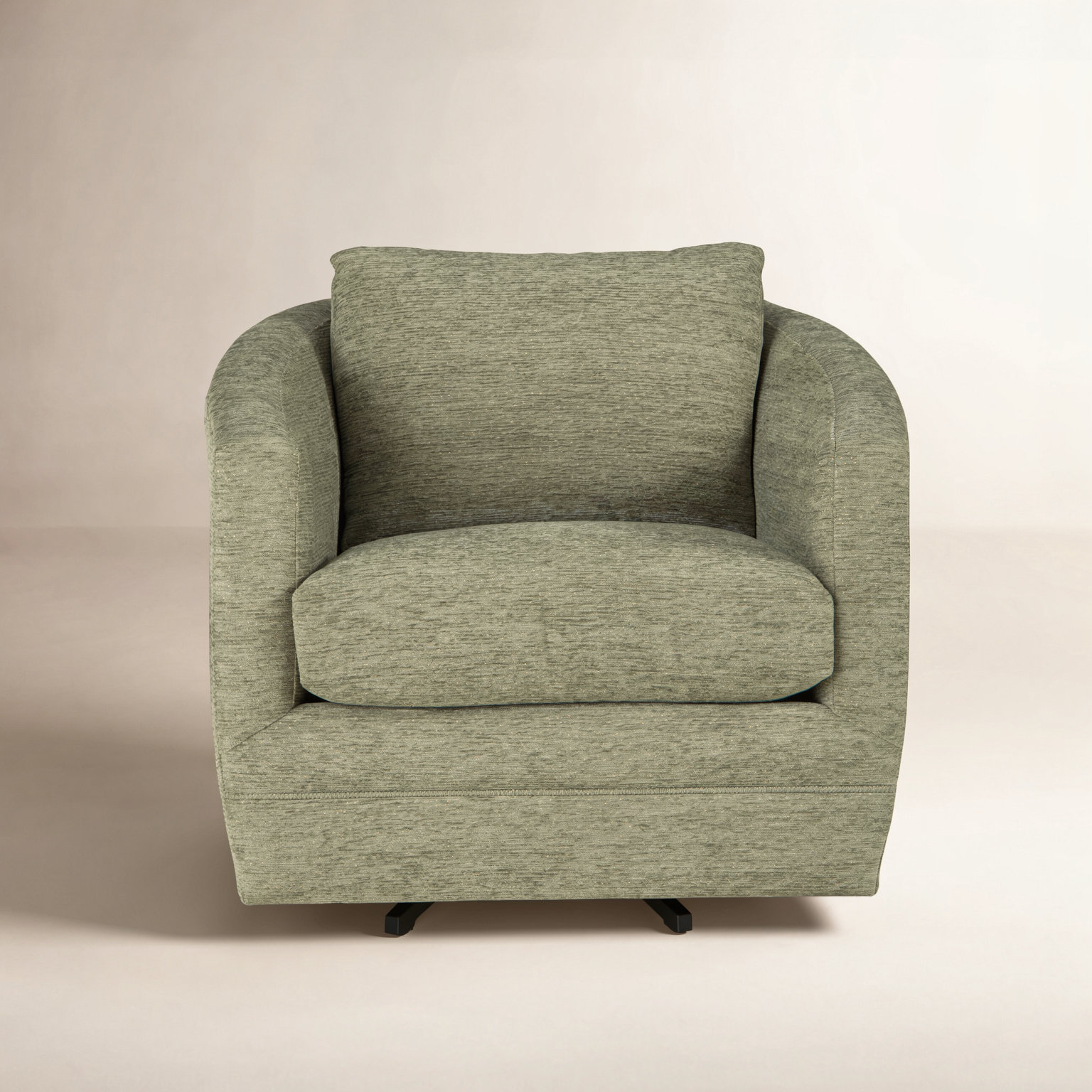 Mileva Upholstered Swivel Barrel Chair, Ida Gray