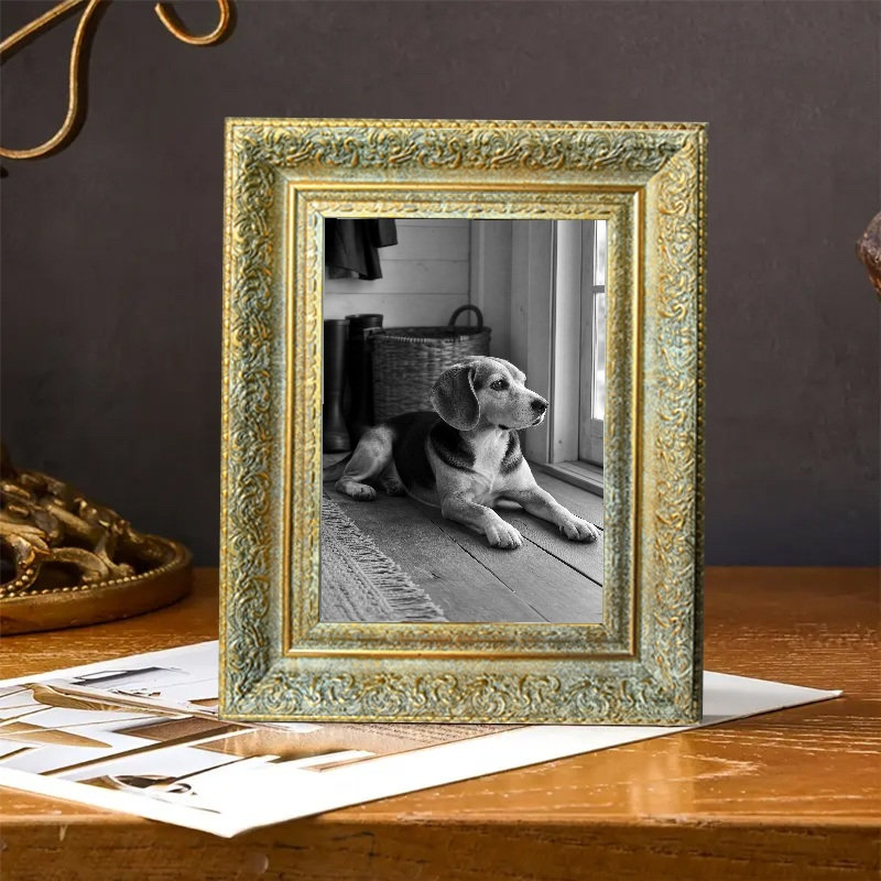 Cadre photo 5 pi x 7 po doré antique 1PC pour décor de vestibule, Or antique, 1, 5" W x 7" H