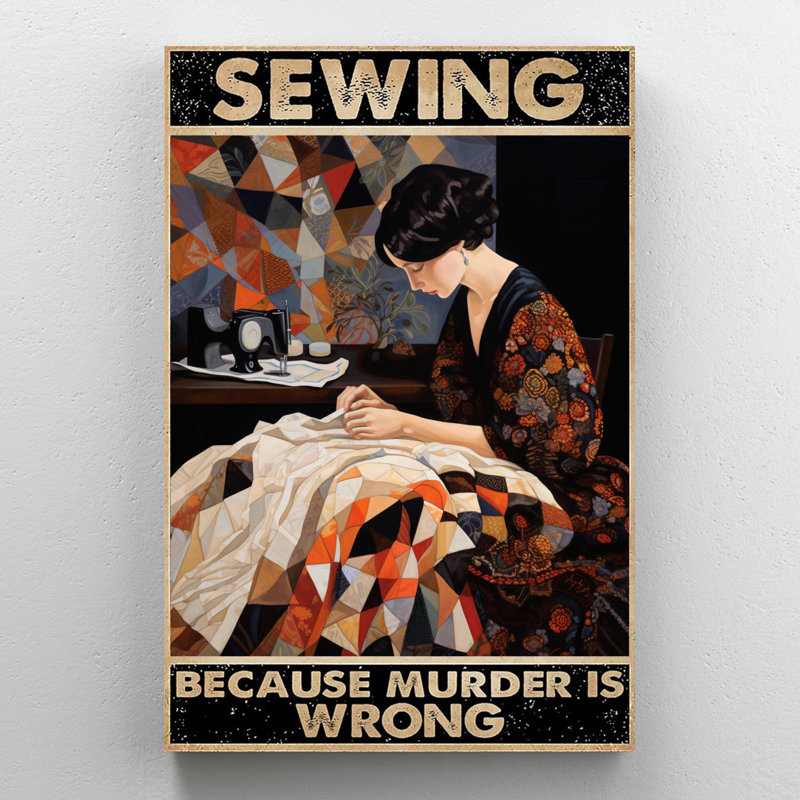 «Woman Sewing», reproduction d'art graphique sur toile tendue 1 pièce, H 20 po x l 16 po x P 1,25 po