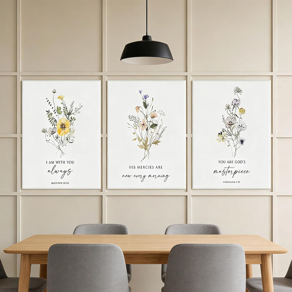 Bloomsbury Market 3 Pcs Christian Floral Scripture Canvas Wall Art ...