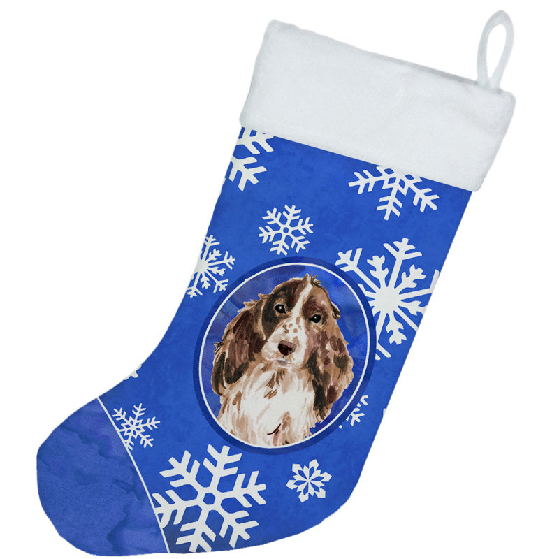 Chaussette de noël winter flocons de noël, Épagneul cocker chocolat