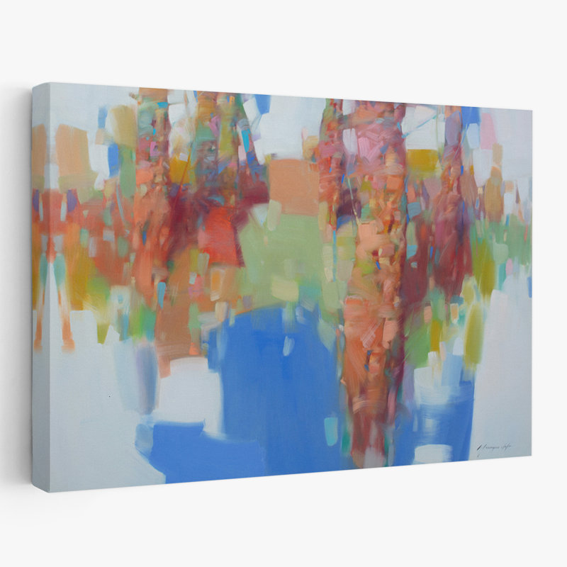 Grove 2 bleu or arbre blanc mauve vert menthe art nature art contemporain, H 36 po x l 24 po