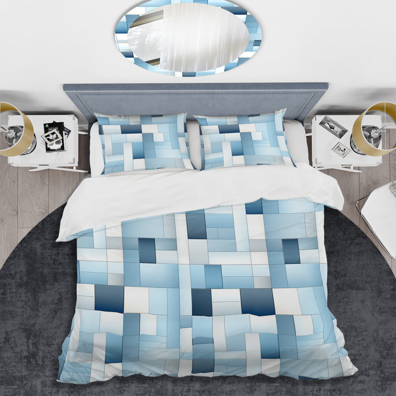 Serene Structures - Ensemble de housse de couette géométrique - Microfibre de polyester