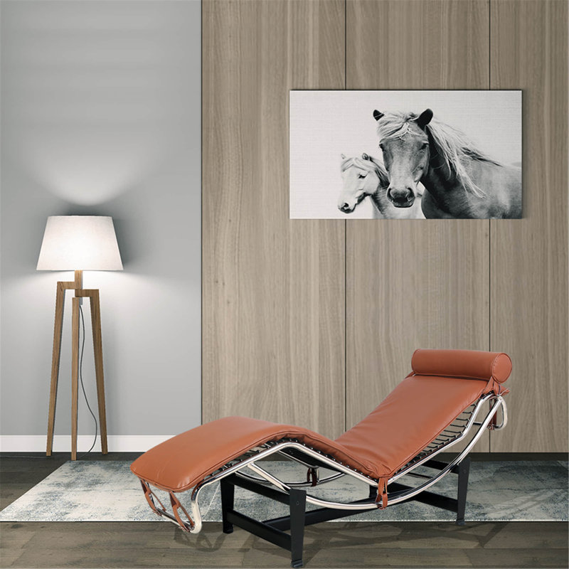 Chaise longue inclinable en cuir véritable, Brun