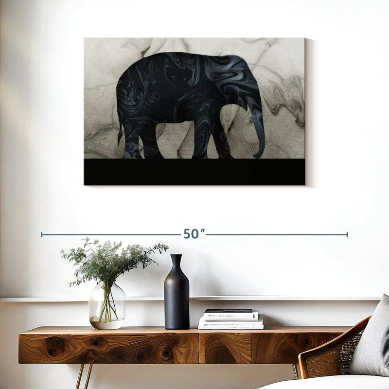 Brampt Abstract Elephant Silhouette, 24" H x 36" W