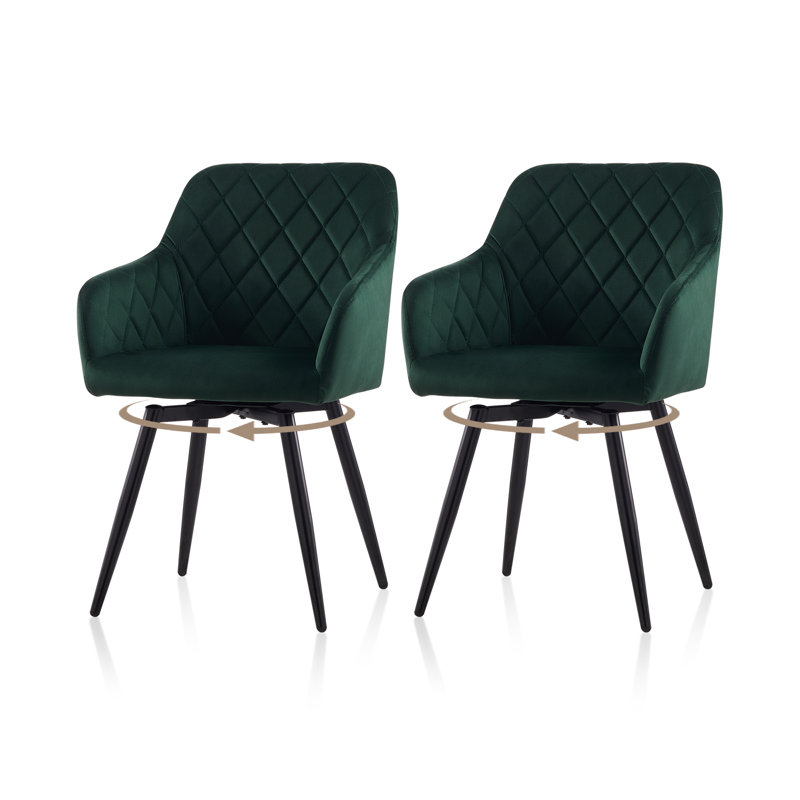 50cm H Velvet Upholstered Metal Armchair, Dark Green