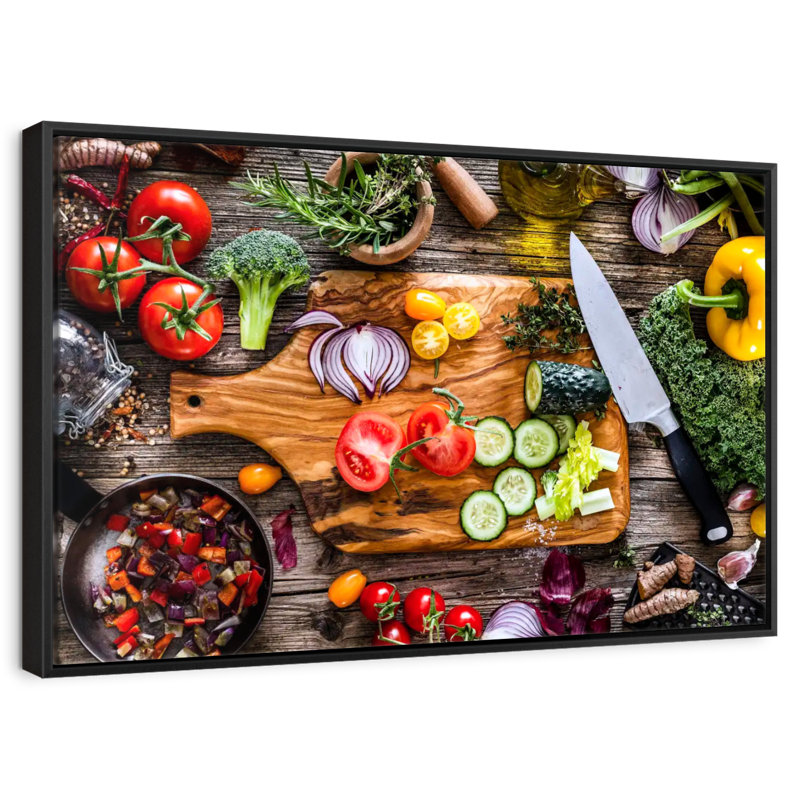 Légumes, ingrédients frais, 25 po x 17 po, Cadre flottant noir