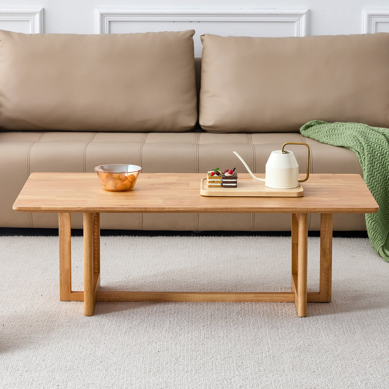 Table basse rectangulaire en bois massif Rattan Tea Table