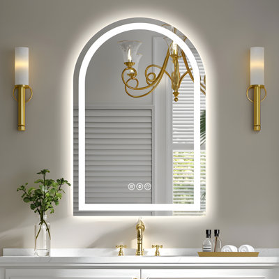Lunara UL Certified Arch Wall Mirror, LED Bathroom Vanity Mirror with Dimmable 3-Color Lighting & Anti-Fog