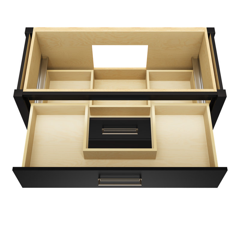 Kiawah Two-Drawer Single Bath Vanity, Noir, Satin Nickel, 48"