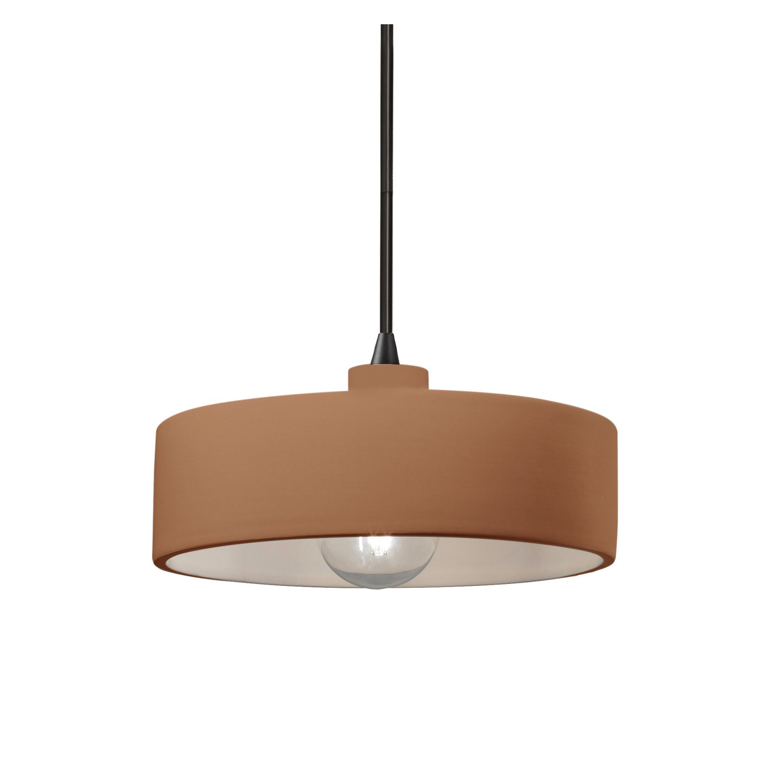 Colgate Single Light Ceramic Dimmable Pendant, Matte Black, Adobe