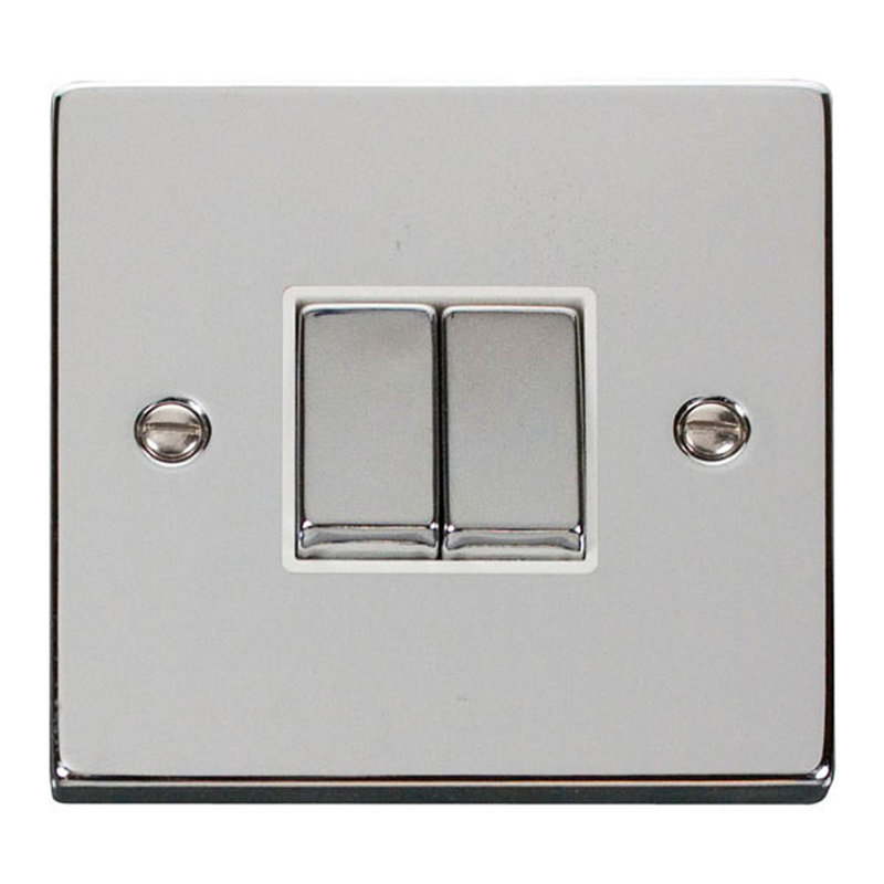 Polished Chrome 10A 2 Gang 2 Way Ingot Light Switch