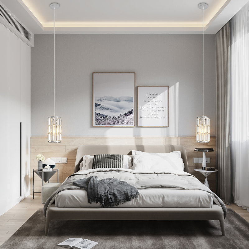 Luminaire suspendu simple en cristal Katey, Chrome chrome