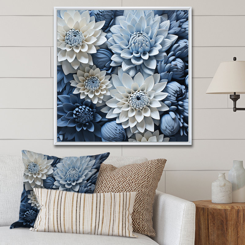 «Graceful Mums», impression sur toile, Cadre flottant blanc, H 16 po x l 16 po x P 1 po