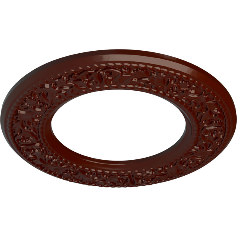 Médaillon de plafond Endurathane Stockport, DE 11 3/4 po x P 3/8 po, finition cuivre patiné peint à la main, Acajou brossé
