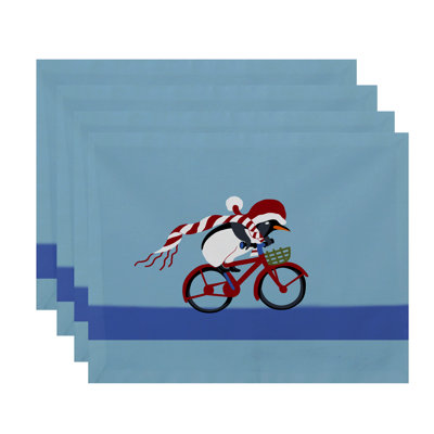 Pedaling Penguin Holiday Print 18" Placemat