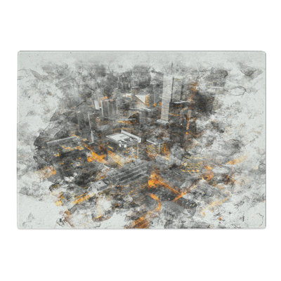 Tempered Glass Toronto Canada Skyline Abstract Watercolour Chopping Board