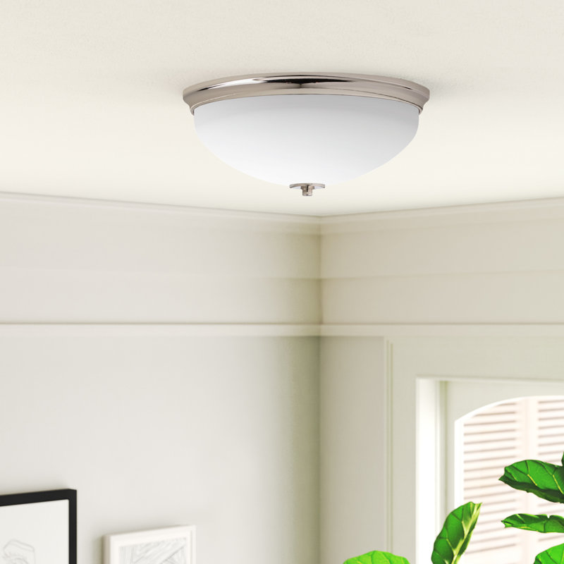 Sarsfield Glass Flush Mount Light, Polished Nickel