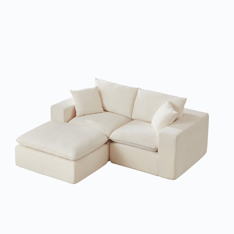 78.74'' Wide Modular Upholstered Sectional, White Chenille