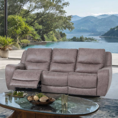 90.4" W Contemporary Power Sofa, Brown