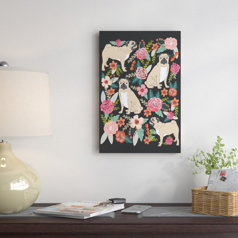 « carlin floral collage », impression sur toile tendue, H 18 po x l 12 po x P 1,5 po, Toile tendue, Pas de tapis