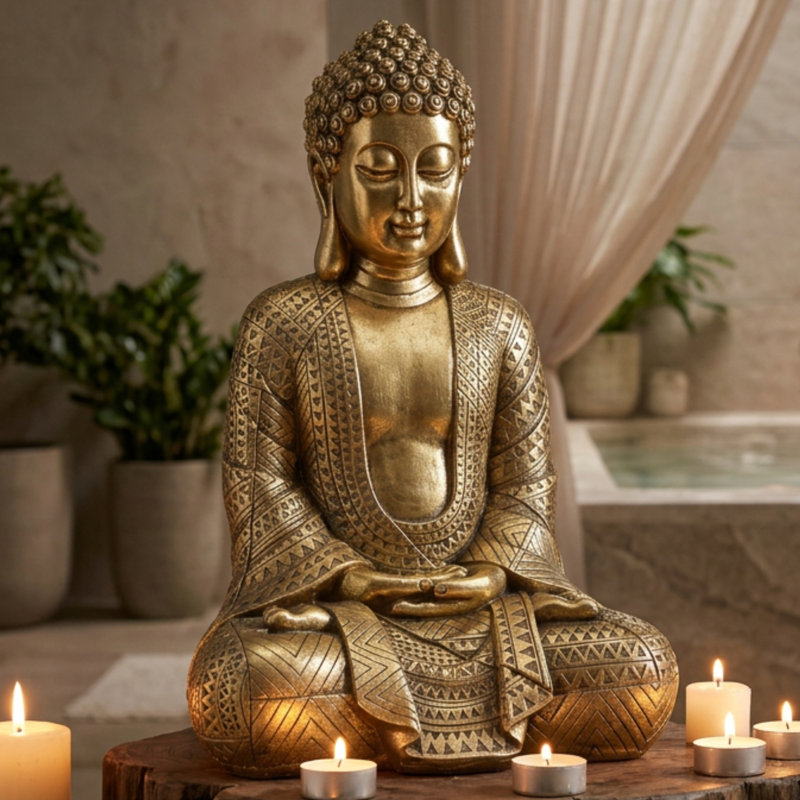 Efima Buddha Figurine, 15.25 Inches