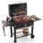 54" Backyard 577 Sq.In Charcoal Grill with Pull‑Out Ash Tray，Storage Shelf & Foldable Side Tables