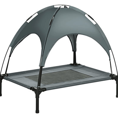Elevated Breathable Pet Cot Bed With Canopy, 30" Gray - Suitable For Medium Dogs Dog Protection Portable & Pets