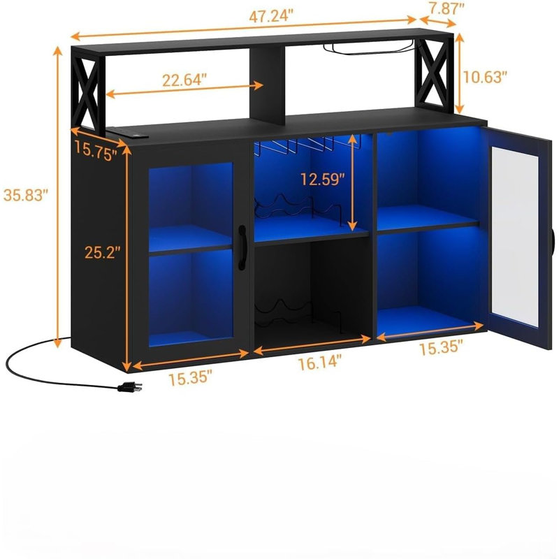 120cm Bar Cabinet, Black