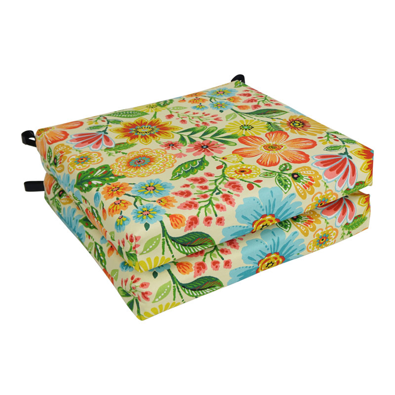 Indoor/Outdoor Adirondack Chair Cushion, 3" H x 20" W x 19" D, Green/Yellow