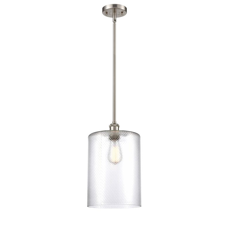 Luminaire suspendu cylindrique à 1 lumière Leilani, Clair, Ampoule non incluse, Nickel satiné brossé