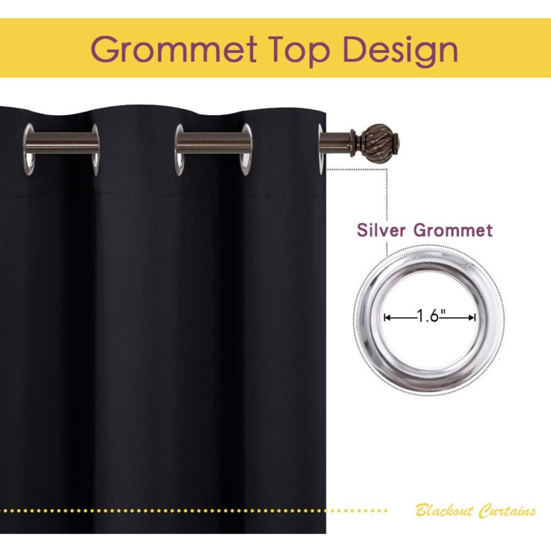 Blackout Curtain Pair, 42" W x 45" L, Black