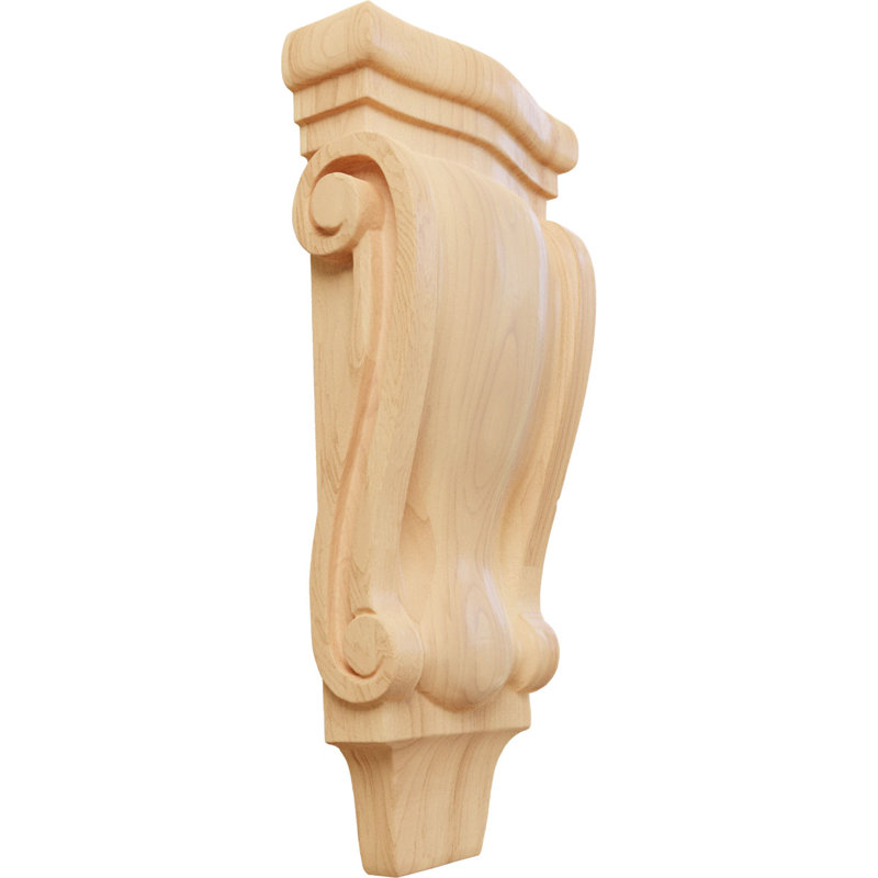 Small Traditional Red Oak Wood Pilaster Corbel