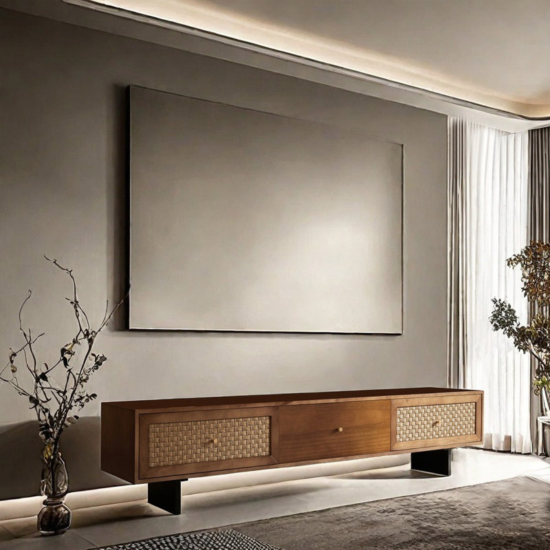 Meuble télé minimaliste de style japonais, Brun, 78.74"