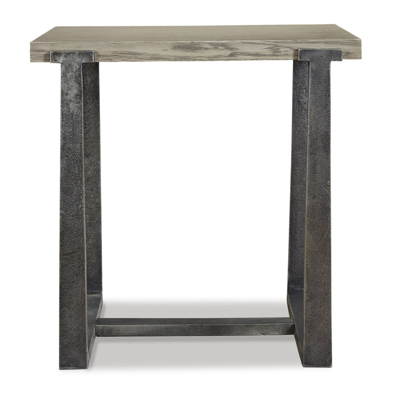 Contemporary Dalenville 22" Black and Gray Metal-Trimmed Wood End Table