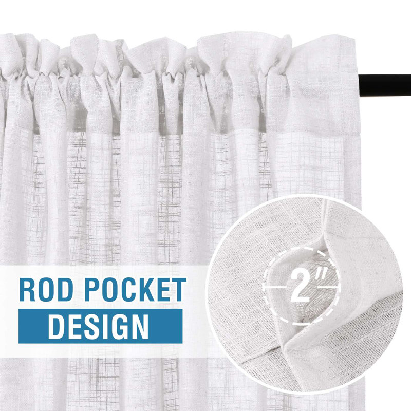 Linen Curtains Natural Linen Blended Curtains for Living Room Burlap Linen Textured Curtains Light Filtering Rod Pocket Curtains Bedroom Curtains 2 Panel Sets