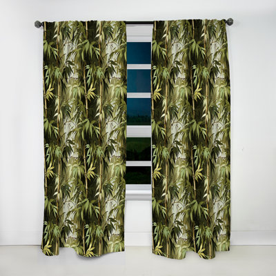 Bamboo Retreat Tropical Pattern - Floral Curtain - Velvet Room Darkening - 1 panel
