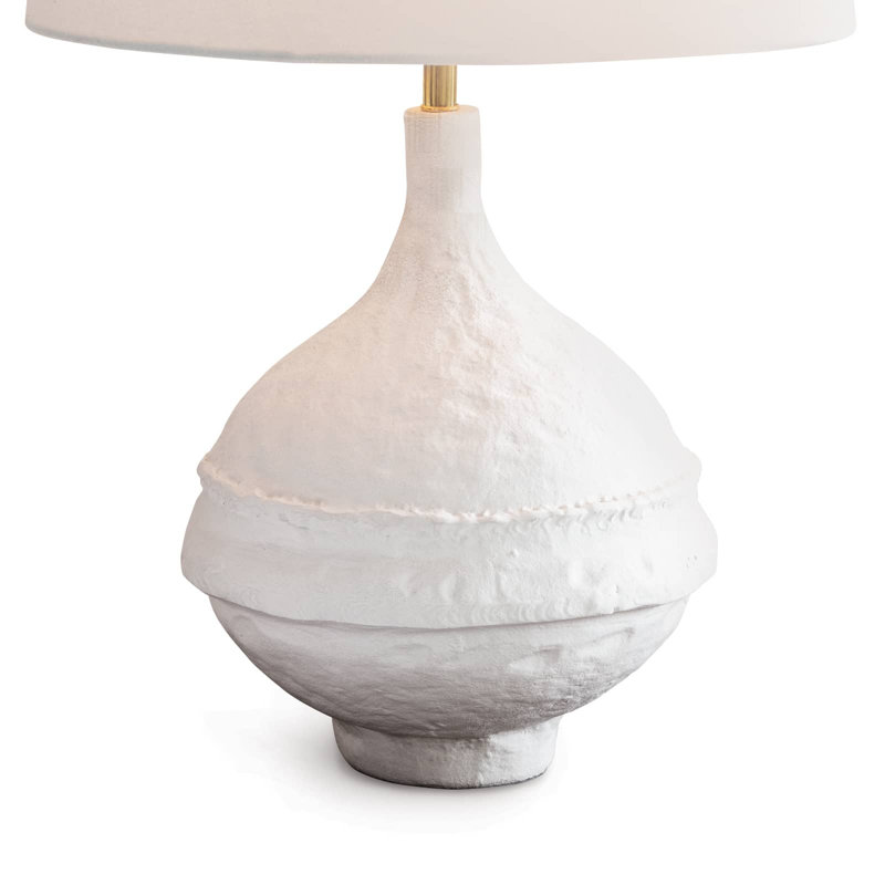 Riviera White Linen Shade Aluminum Table Lamp with 3-Way Switch