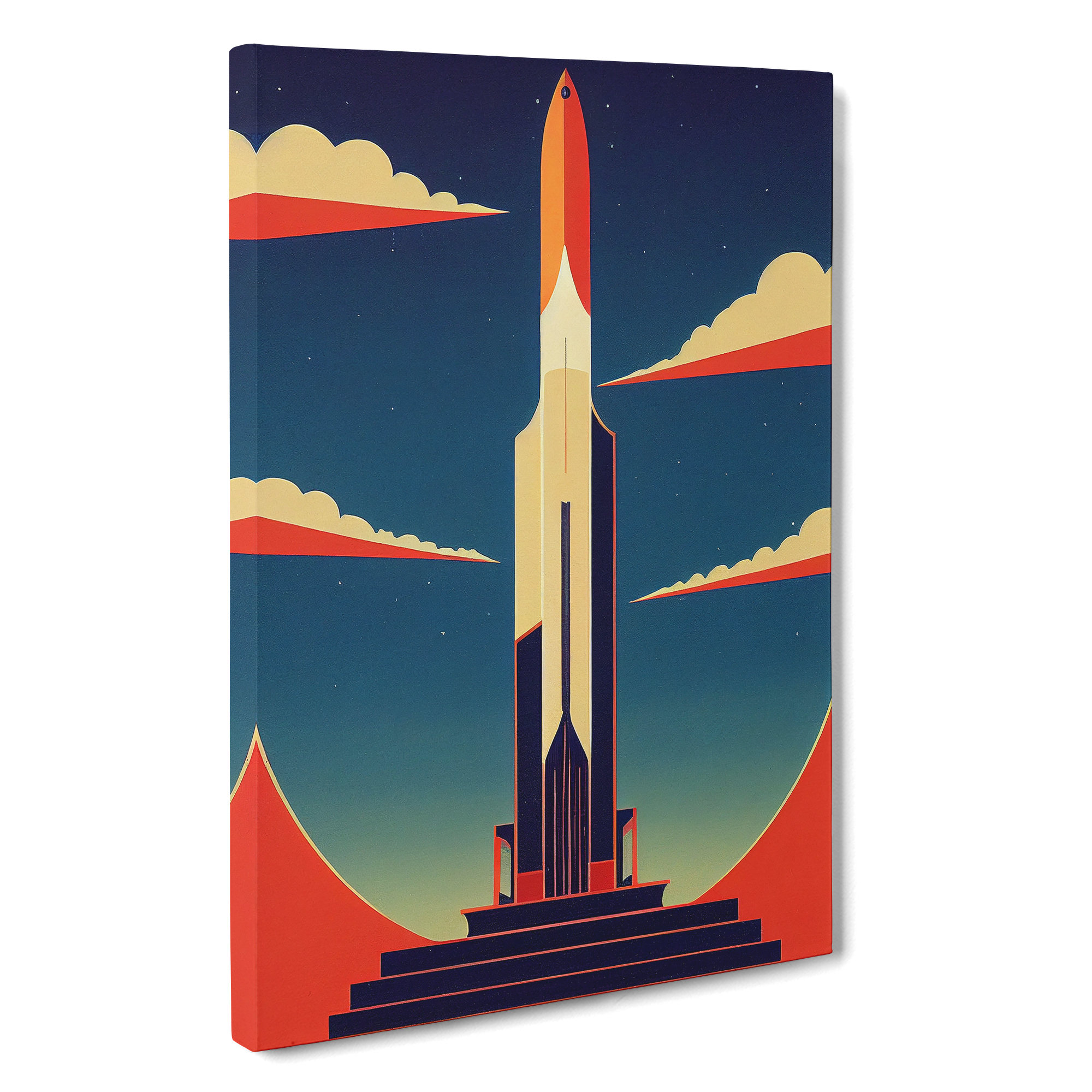 Borough Wharf Spaceship Rocket Art Deco No.2 - Wrapped Canvas Graphic ...